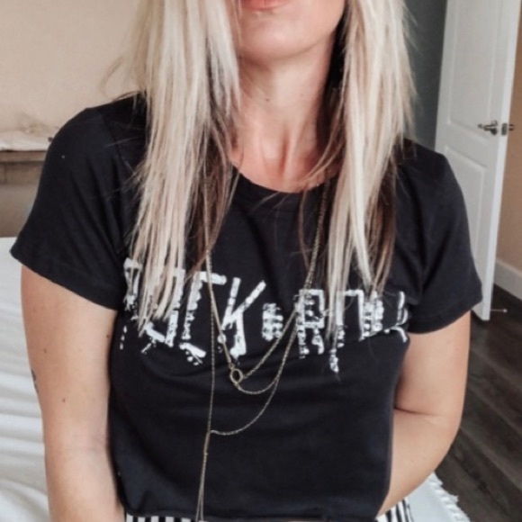 Distressed Black Crop Top Tee - Picture 3 of 3